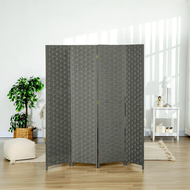 Grey Wave 4-Panel Room Divider, 170cm