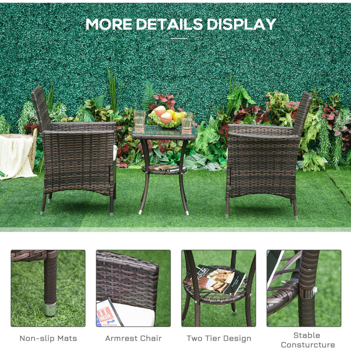 Stylish 3 Piece Rattan Bistro Set