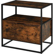 Industrial Style Side Table with Drawer, Shelf, Steel Frame Homcom