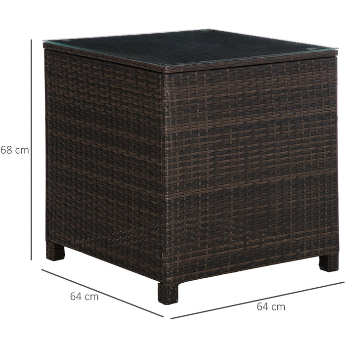 Stylish Rattan Side Table with Tempered Glass Top