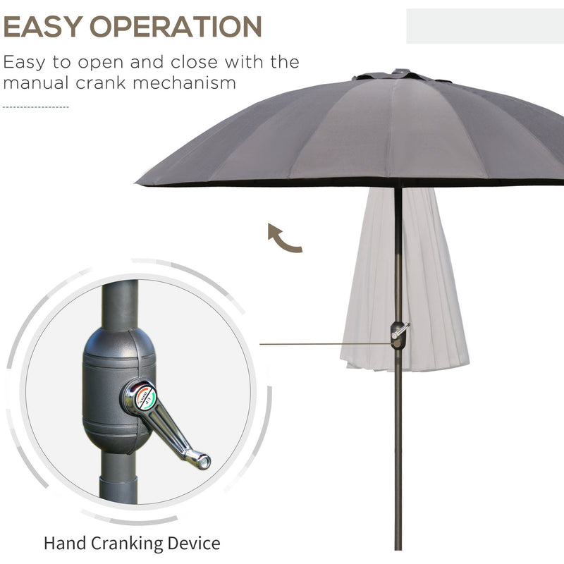 Round Patio Parasol, 2.5m, Tilt Crank, 18 Ribs