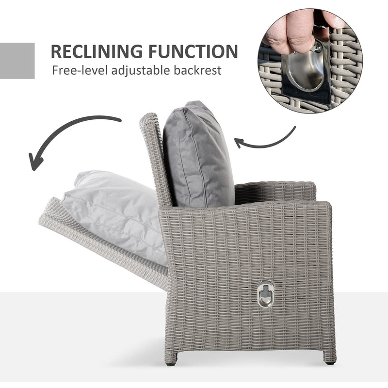 Reclining Rattan Garden Chairs With Drinks Cooler Table