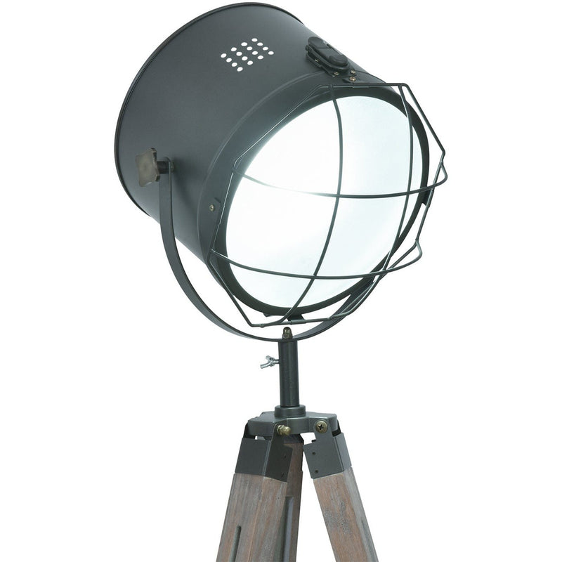 Industrial Tripod Floor Lamp, Wooden Legs