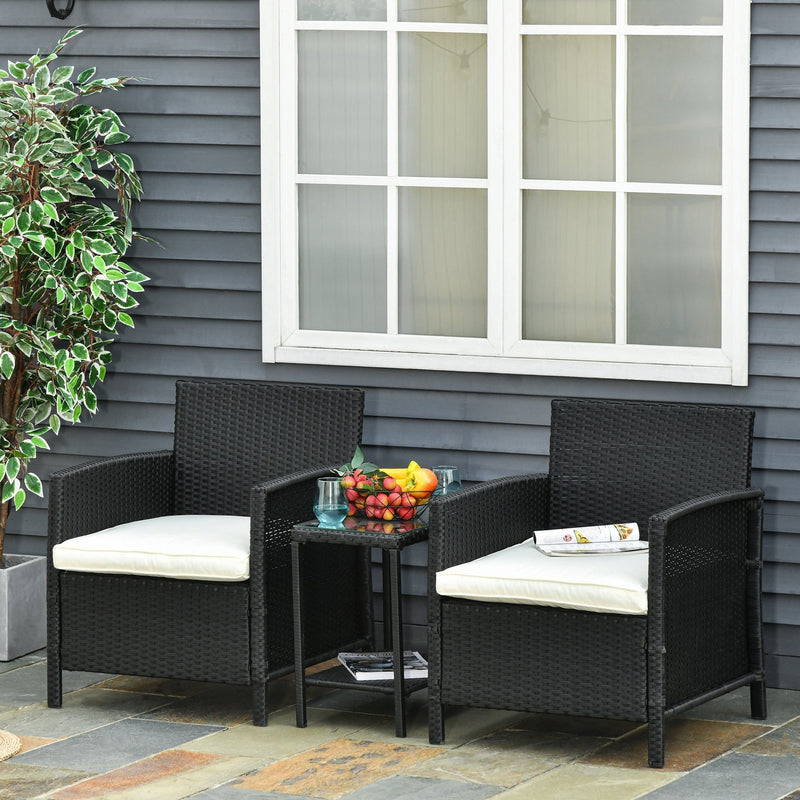Rattan Garden Bistro Set With Comfy Armchairs