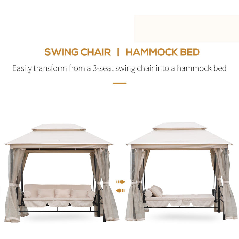 Outdoor 2-in-1 Convertible Garden Swing Chair Bed Outsunny