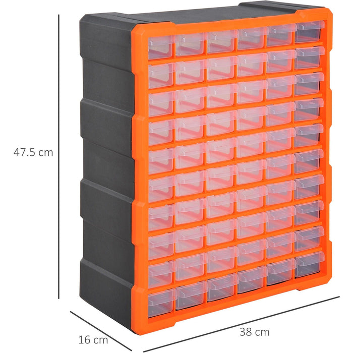 Small Parts Organiser, Wall Mountable, 60 Drawers