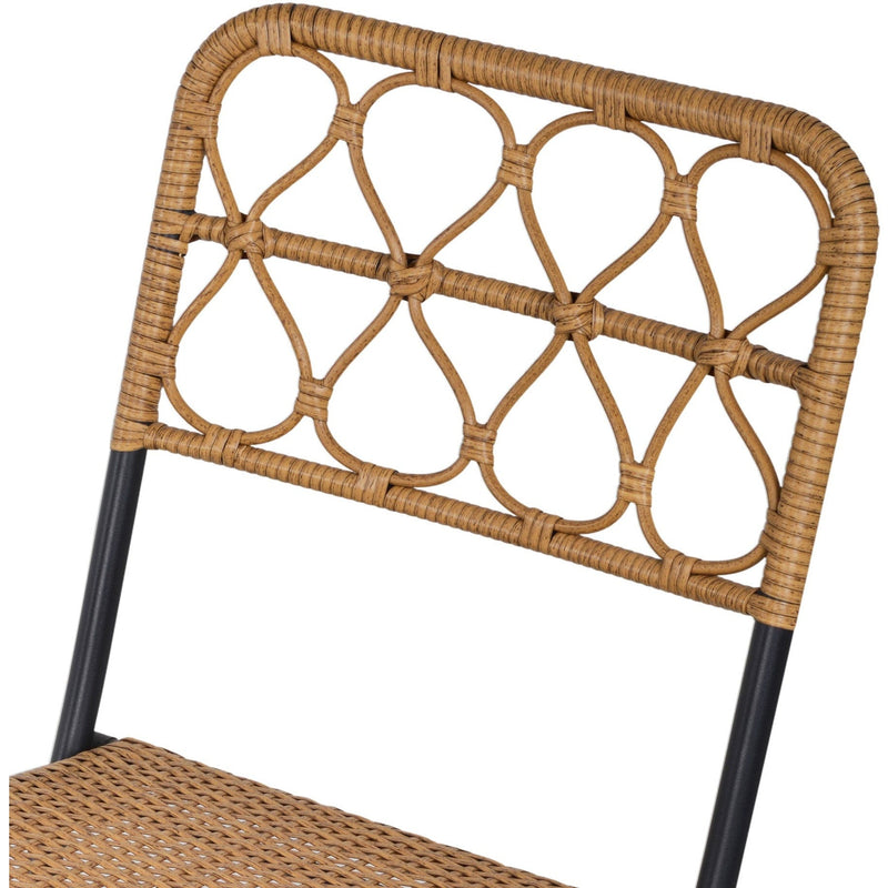 3pc Rattan Bistro Set with Folding Table & Chairs