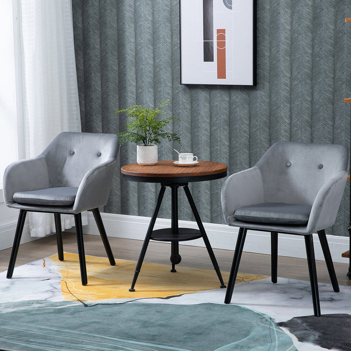 Grey Velvet Dining Chairs, Set of 2