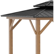 Wooden Garden Pergola With Galvanised Metal Roof, 3.4m x 3.4m Outsunny