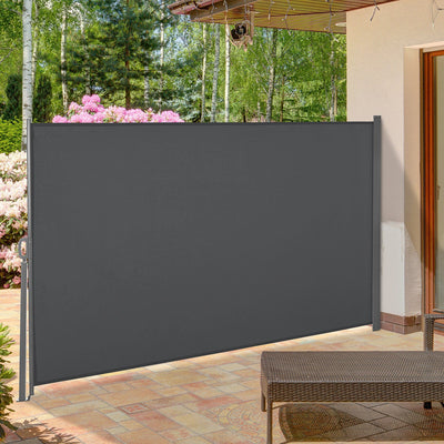 Outsunny Retractable Sun Side Awning Screen Fence Patio Garden Wall Balcony Screening Panel Outdoor Blind Privacy Divider (3x1.6M, Grey) Outsunny