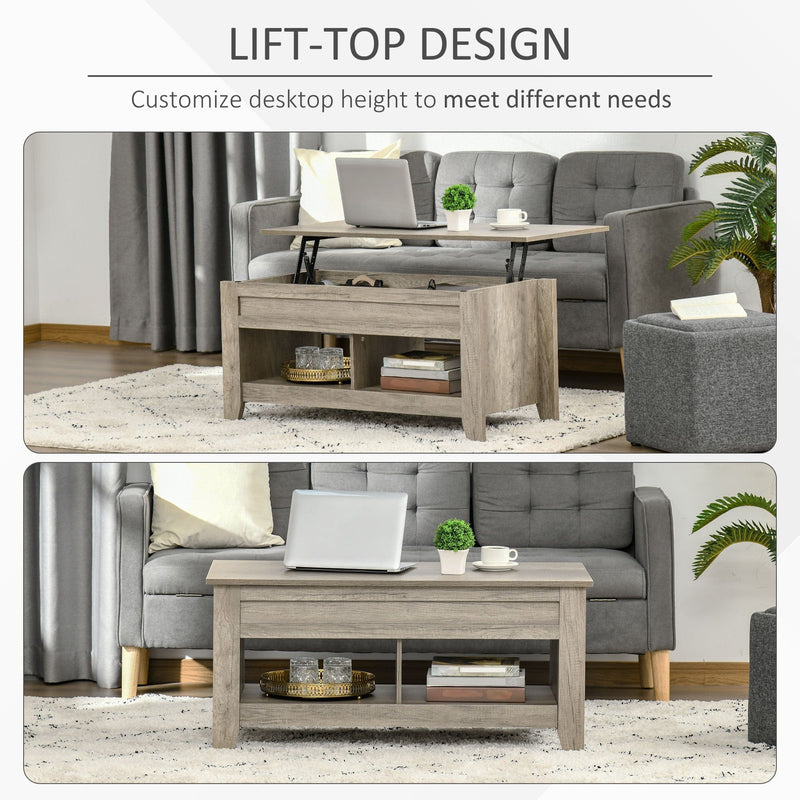 Rectangular Coffee Table with Storage And Lift Top