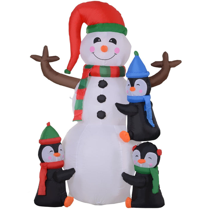 Image of a 6ft Blow Up Snowman and Penguins 