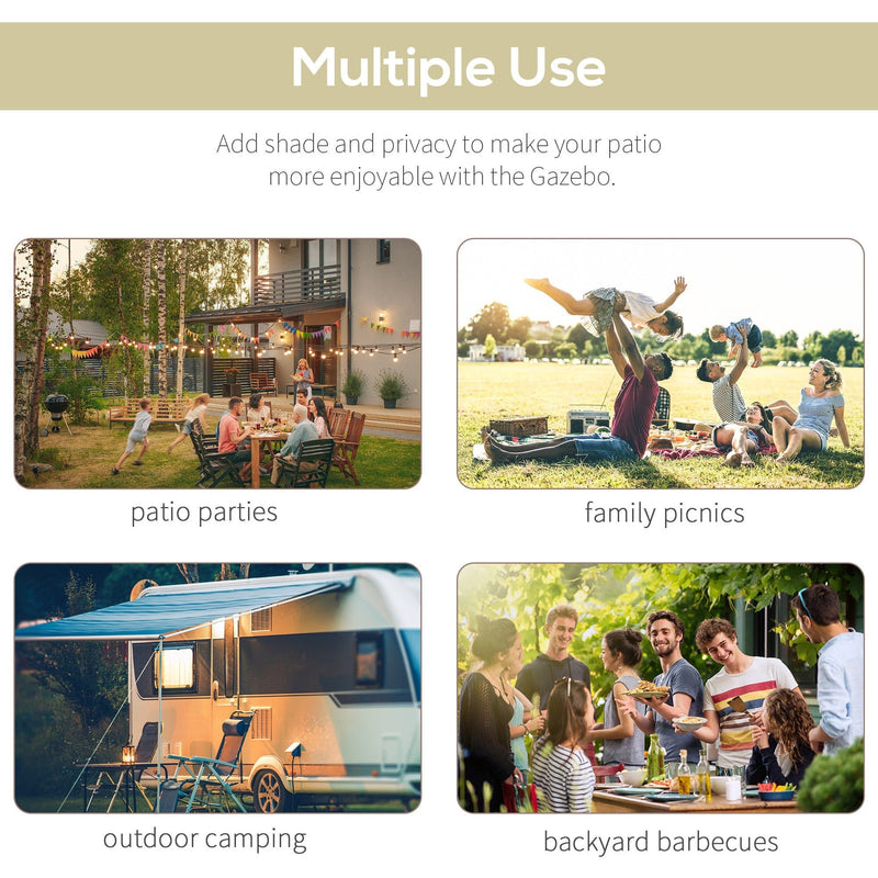 Wall Mounted Gazebo With Extended Shade, 3x2.5m, Cream