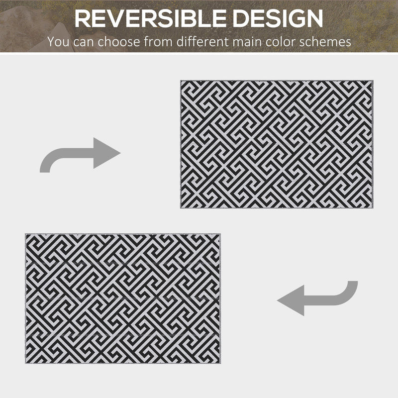Reversible Outdoor Rug, Black & White - 152x243 cm
