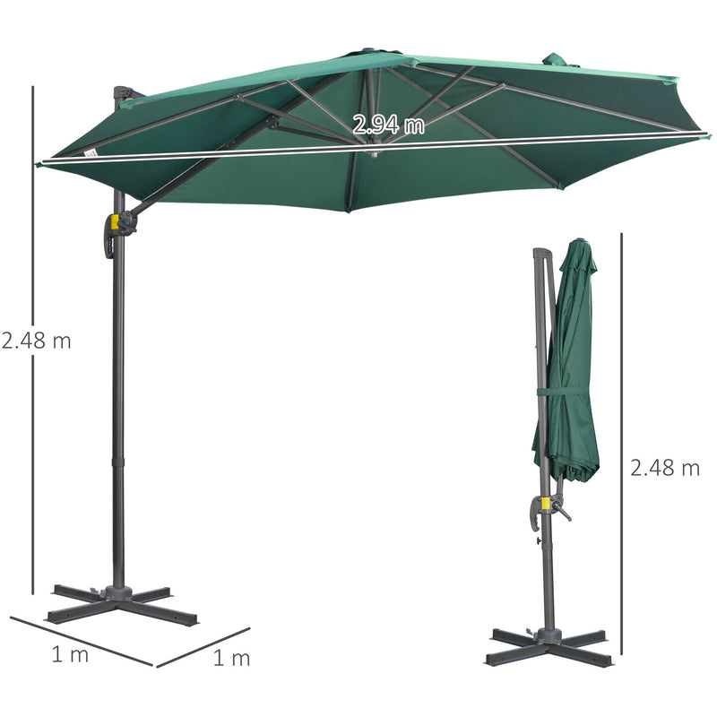 3m Large Overhanging Patio Cantilever Parasol