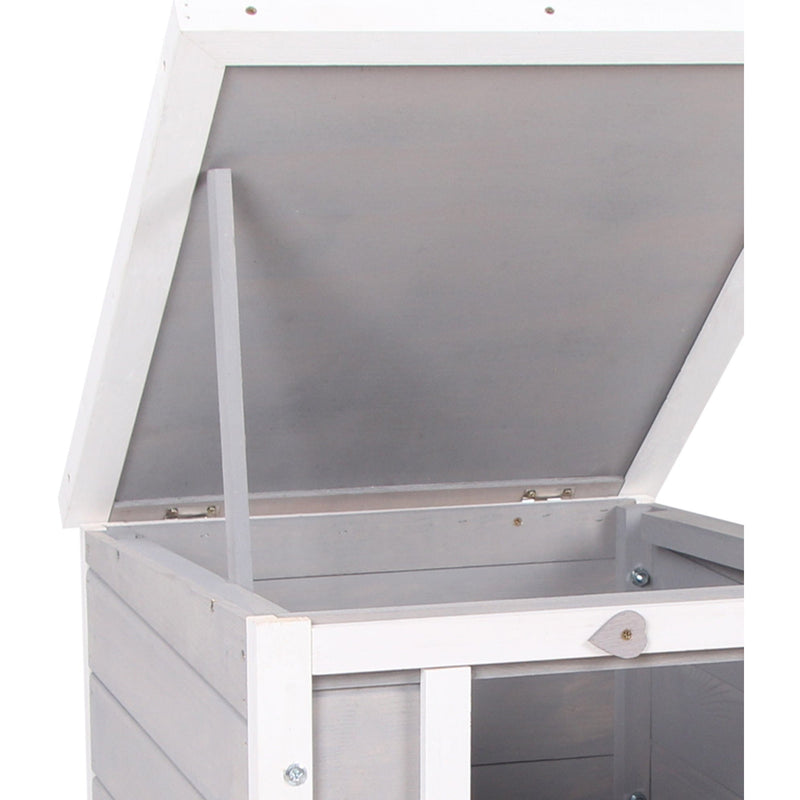 PawHut Wooden Rabbit Hutch Bunny Puppy Cage Guinea Pig Hutch, Rabbit Hideaway, Cat House, Pet Habitat Small Animals Ferret 51 x 42 x 43 cm, Grey Pawhut