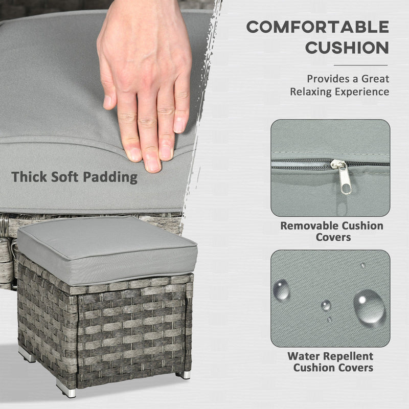 9 Seater Rattan Corner Sofa with Fire Pit Table & Footstools