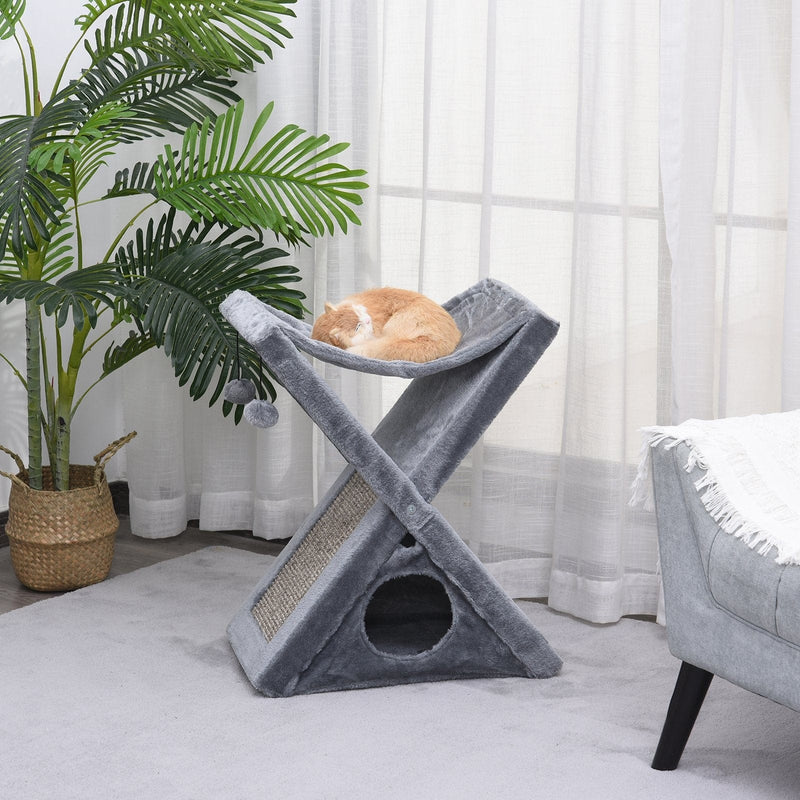 Two Tier Cat Tree Scratching Post - Grey