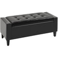 Leather Ottoman, Storage, 92x40x40cm, Black Homcom