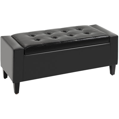 Leather Ottoman, Storage, 92x40x40cm, Black Homcom