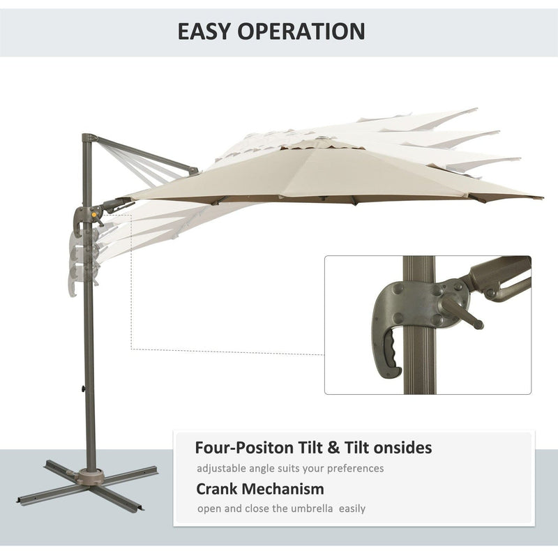 3M Cantilever Garden Parasols with 360° Rotation