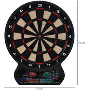 HOMCOM LED Dartboard Electronic Scoreboard 8 Players 27 Games Family Fun w/ 12 Darts 30 Heads Home Office Classic Game Homcom