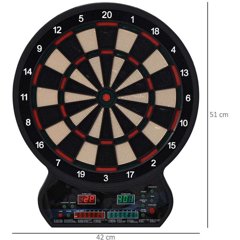 HOMCOM LED Dartboard Electronic Scoreboard 8 Players 27 Games Family Fun w/ 12 Darts 30 Heads Home Office Classic Game Homcom