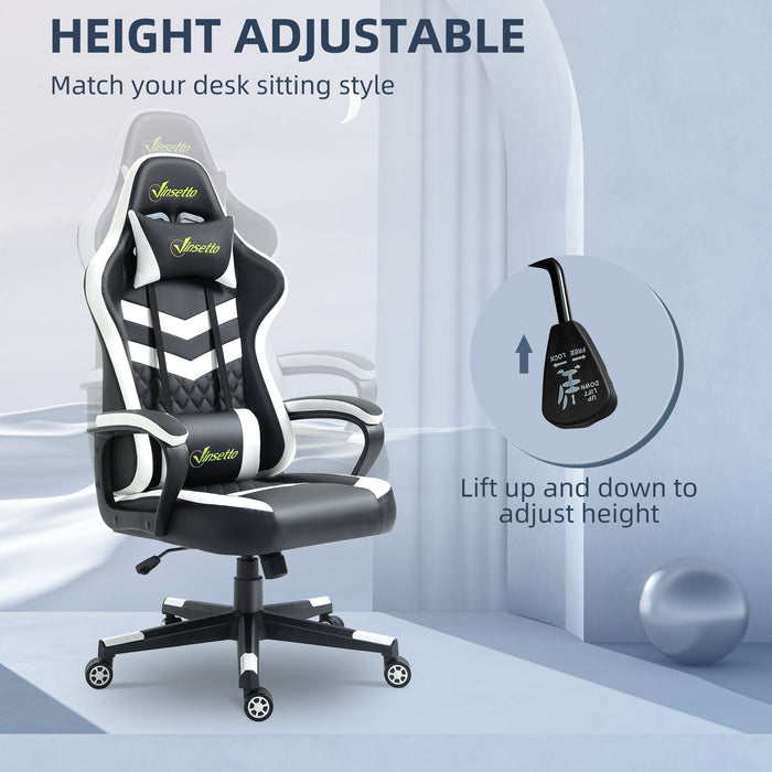 Racing Gaming Chair with Lumbar Support Black & White