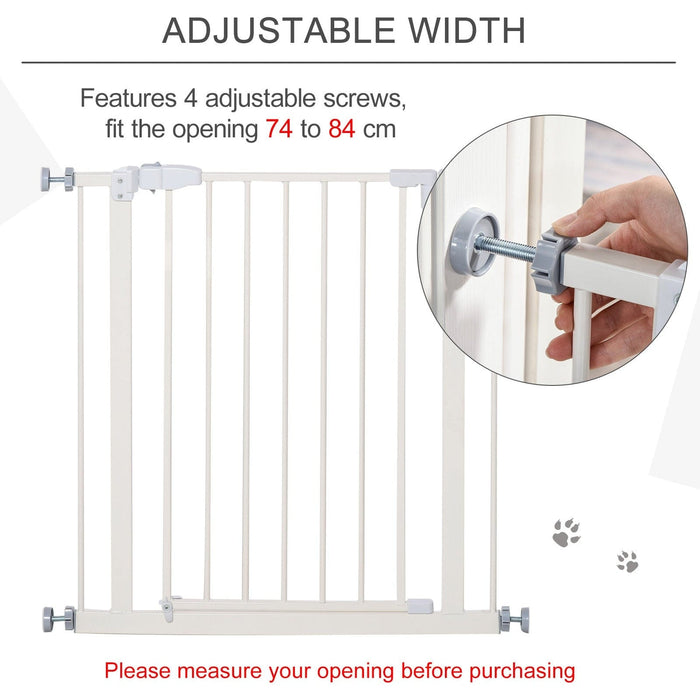 Pressure Fit Stair Gate, No Screws Required, 74-84cm, White