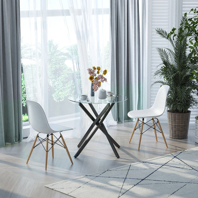 Small Round Glass Top Dining Table For 2 Homcom