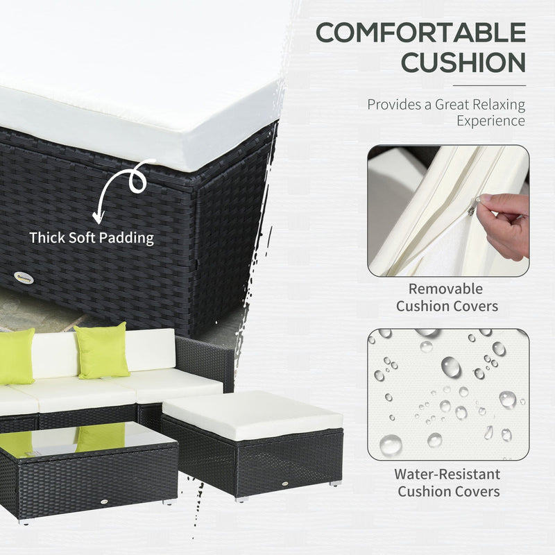 4 Seater Outdoor Rattan Sofa Set with Coffee Table, Cushions