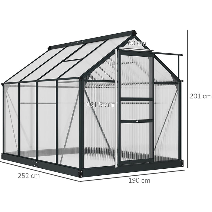 6x8ft Polycarbonate Greenhouse, Slide Door, Clear