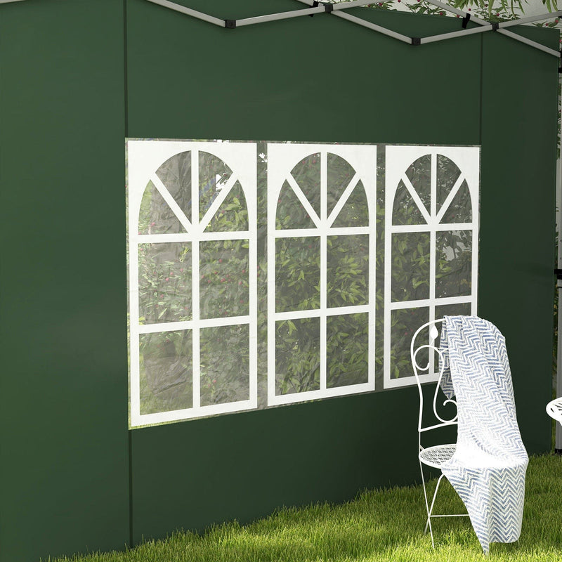 Outsunny Gazebo Side Panels, Sides Replacement with Window for 3x3(m) or 3x4m Pop Up Gazebo, 2 Pack, Green Outsunny