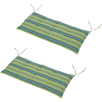 2pc Green Striped Chair Cushion Set Outsunny