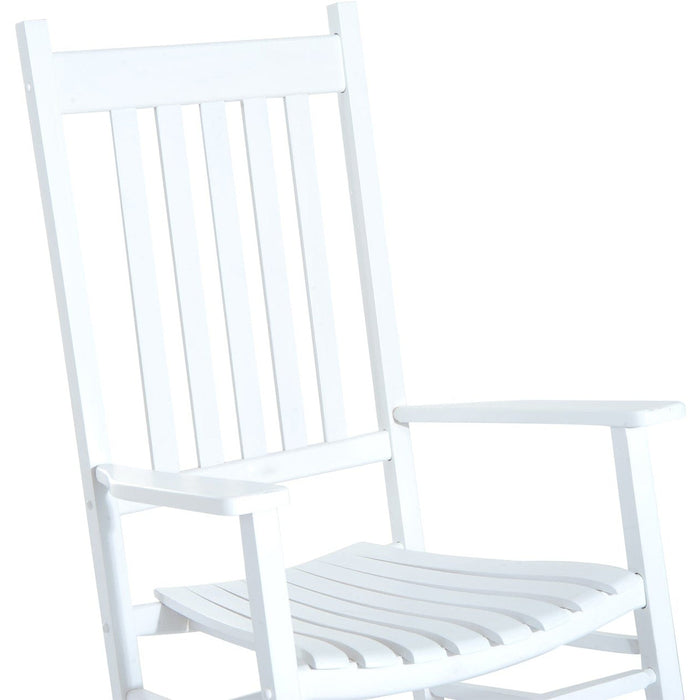 White Wooden Porch Rocking Chair