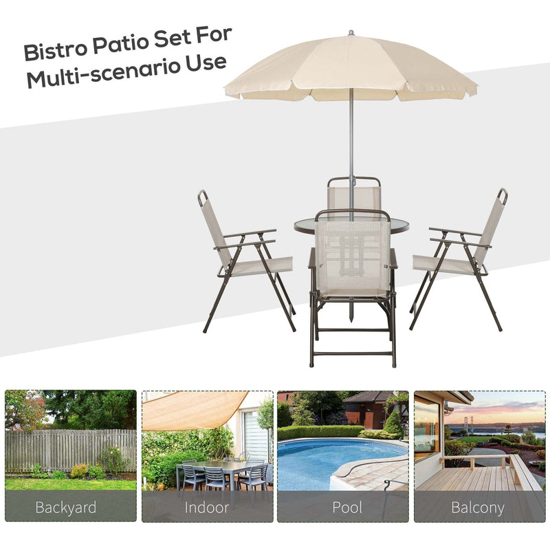 6 Piece Patio Dining Set with Parasol