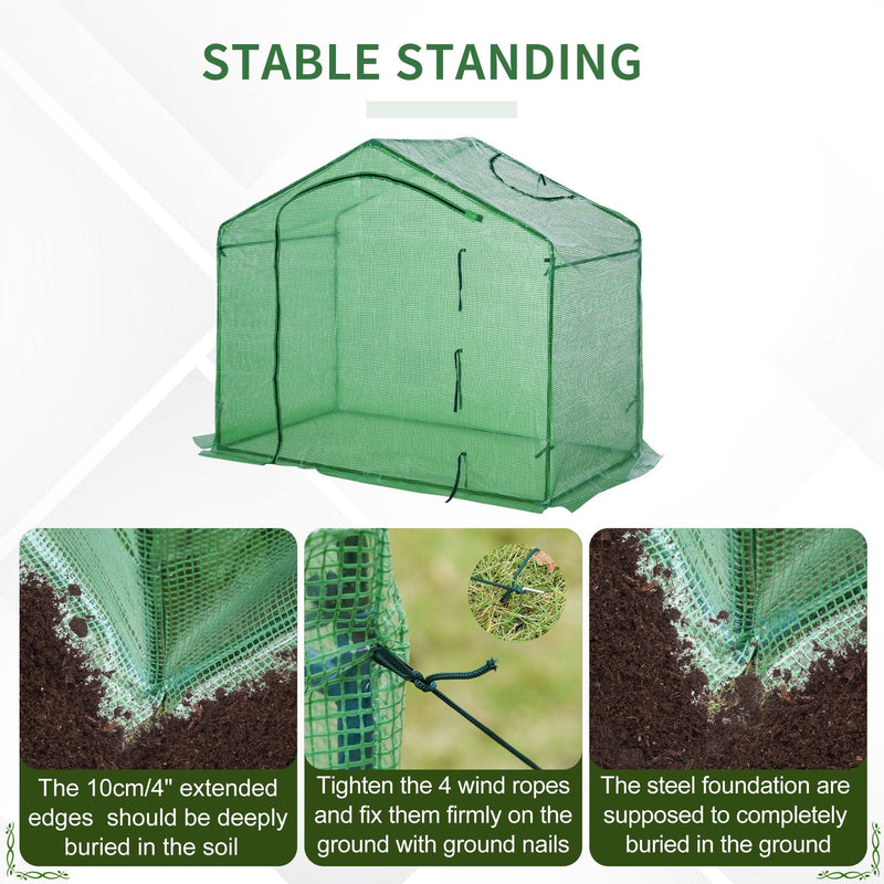 Small Greenhouse For Garden, Roll-Up Door, 180x100x168cm