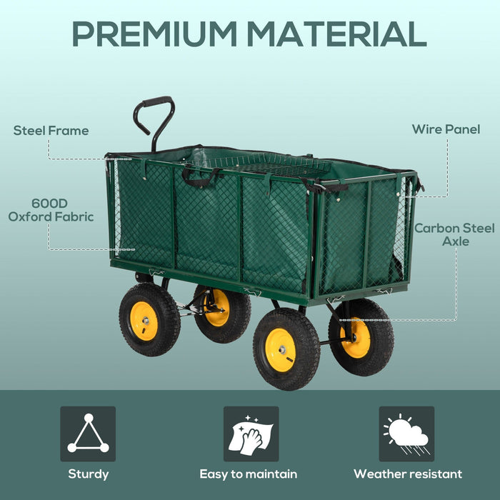 4 Wheel Heavy Duty Garden Trolley, Green