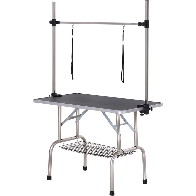 Adjustable Dog Grooming Table with Safety Slings, 107cm