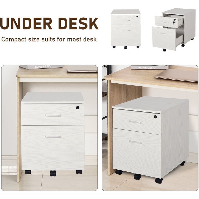 2-Drawer Locking Filing Cabinet, White