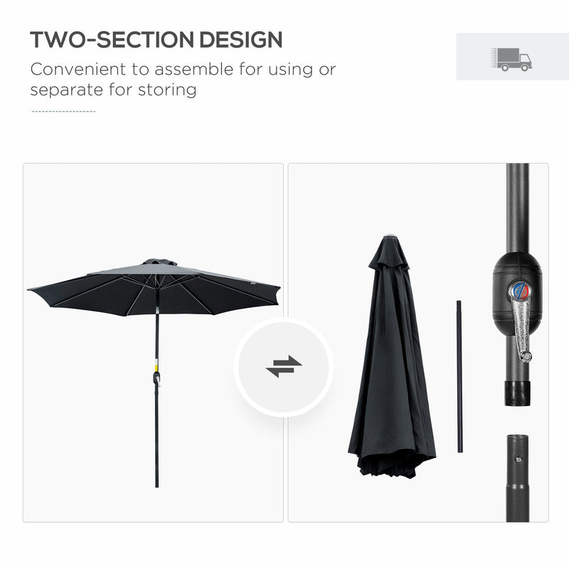 3m Garden Parasol - Black Outsunny