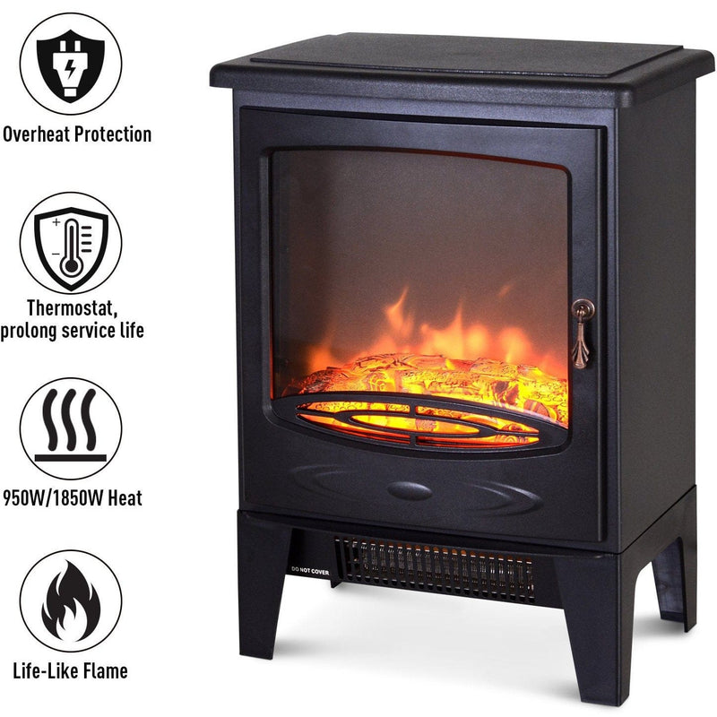 Electric Fireplace, Freestanding, Flame Effect, 950w/1850W