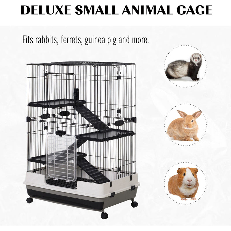 Guinea Pigs Hutch With Ramp - Black & White