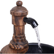 Garden Water Fountain with Plug In Electric Pump for Easy Relaxation Carbonised Wood Outsunny
