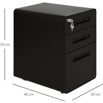 Mobile File Cabinet, 3 Drawers, Lockable, Fully Assembled Homcom