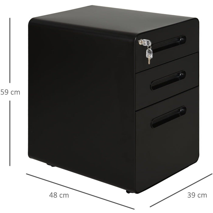 Mobile File Cabinet, 3 Drawers, Lockable, Fully Assembled