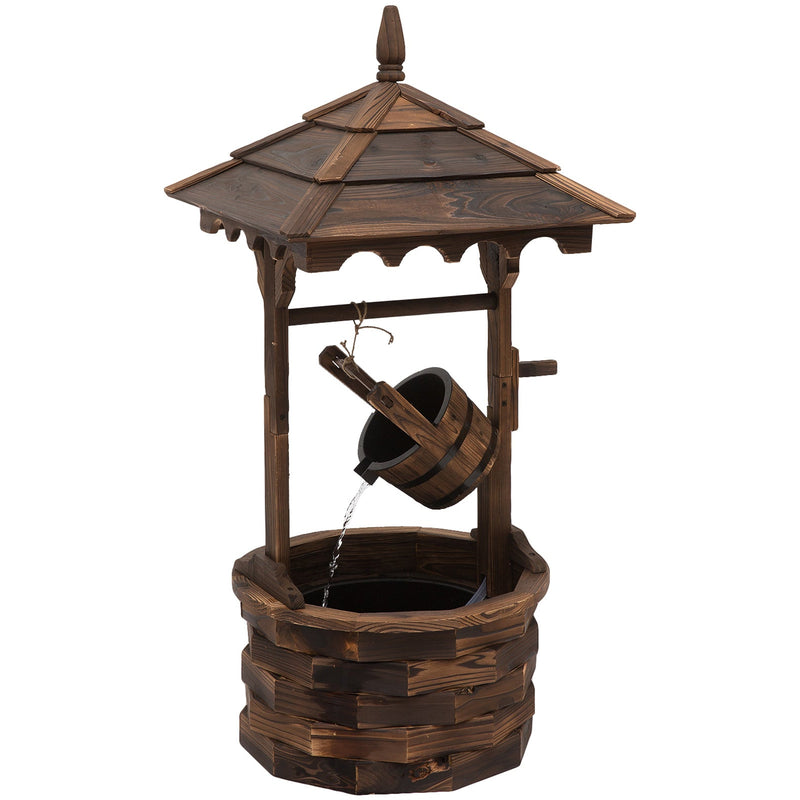 Fir Wood Garden Decor Wishing Well Waterfall