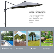 Image of a grey cantilever parasol with solar lights