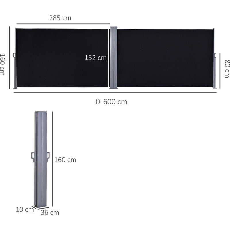 Double Pull Out Side Awning, 6 x 1.6m