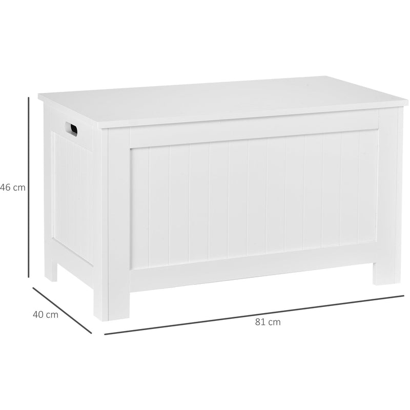 White Wooden Storage Box, Lid & Safety Hinges